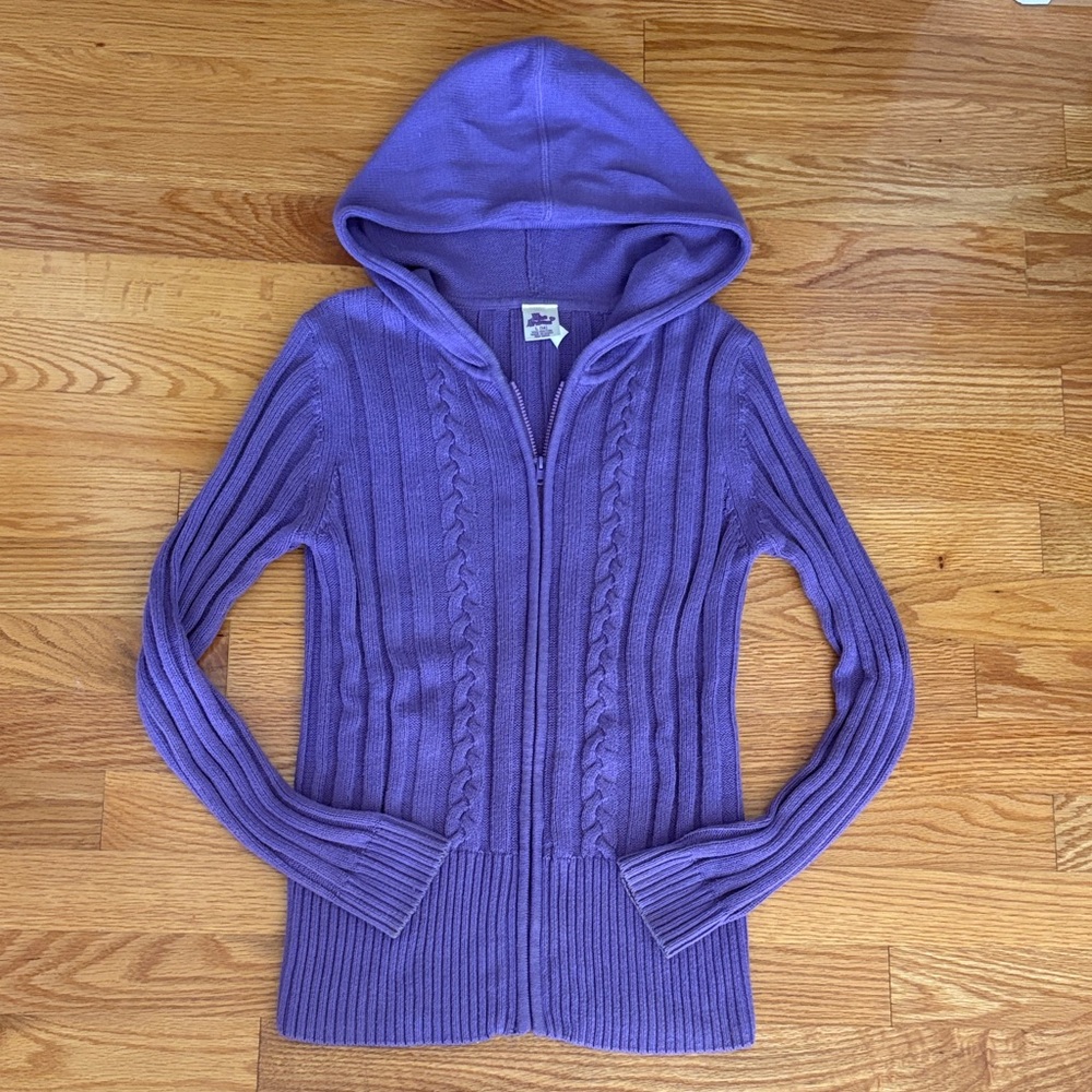 Miss Attitude Vibrant Purple Kids' Cable Knit Hoodie
